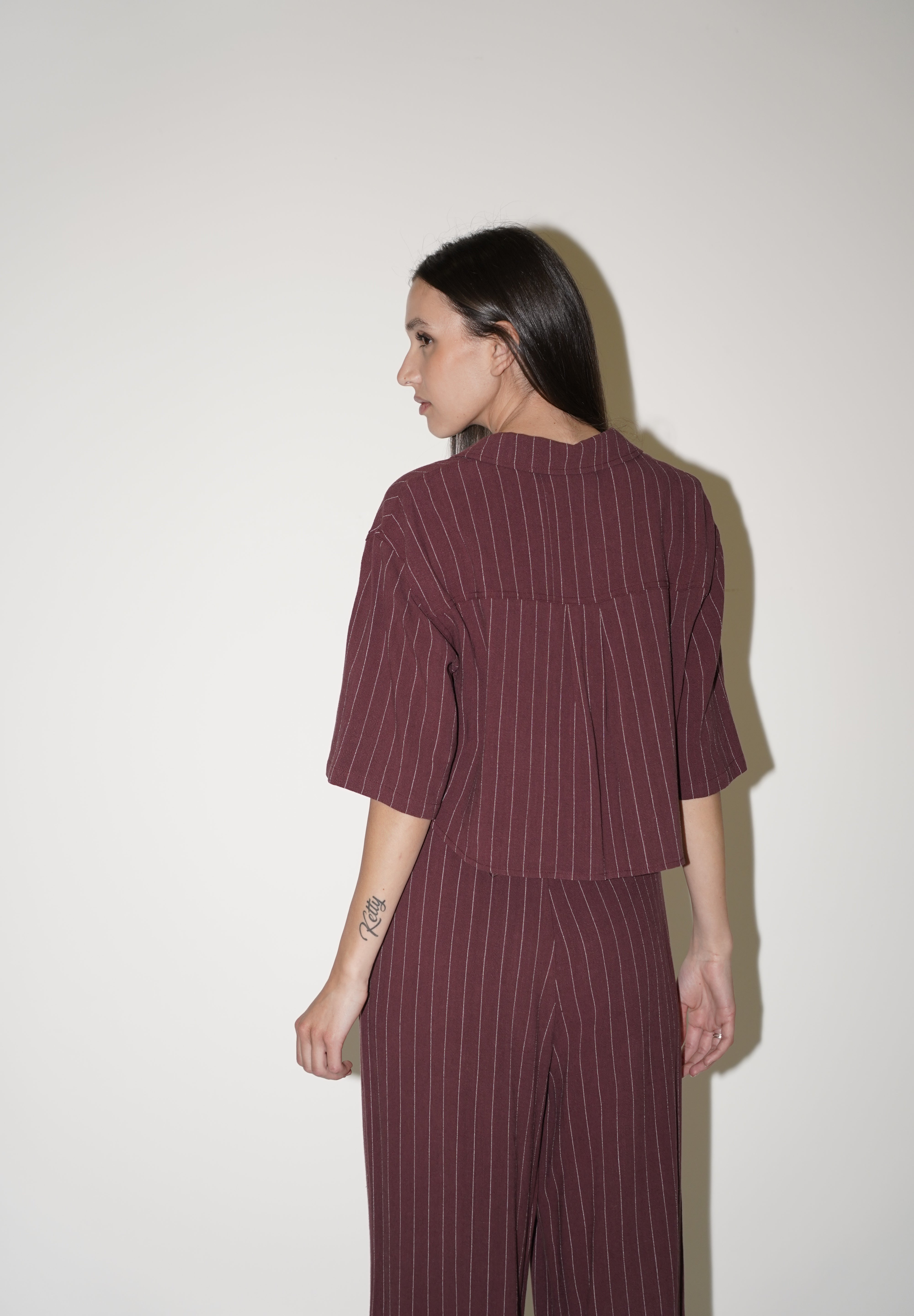 Camicia crop gessata