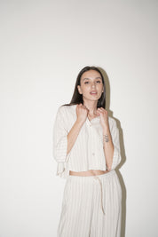 Camicia crop gessata