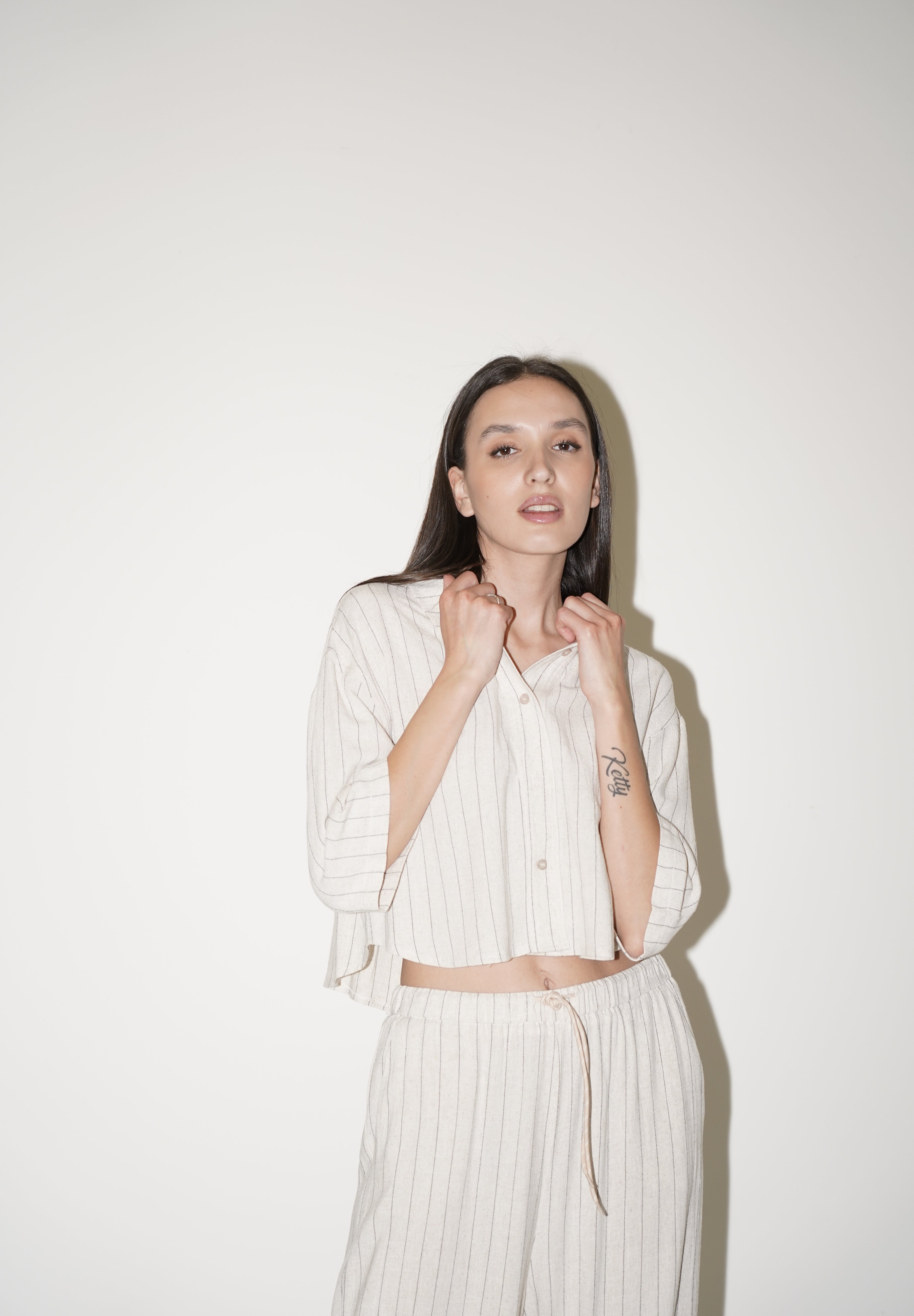 Camicia crop gessata