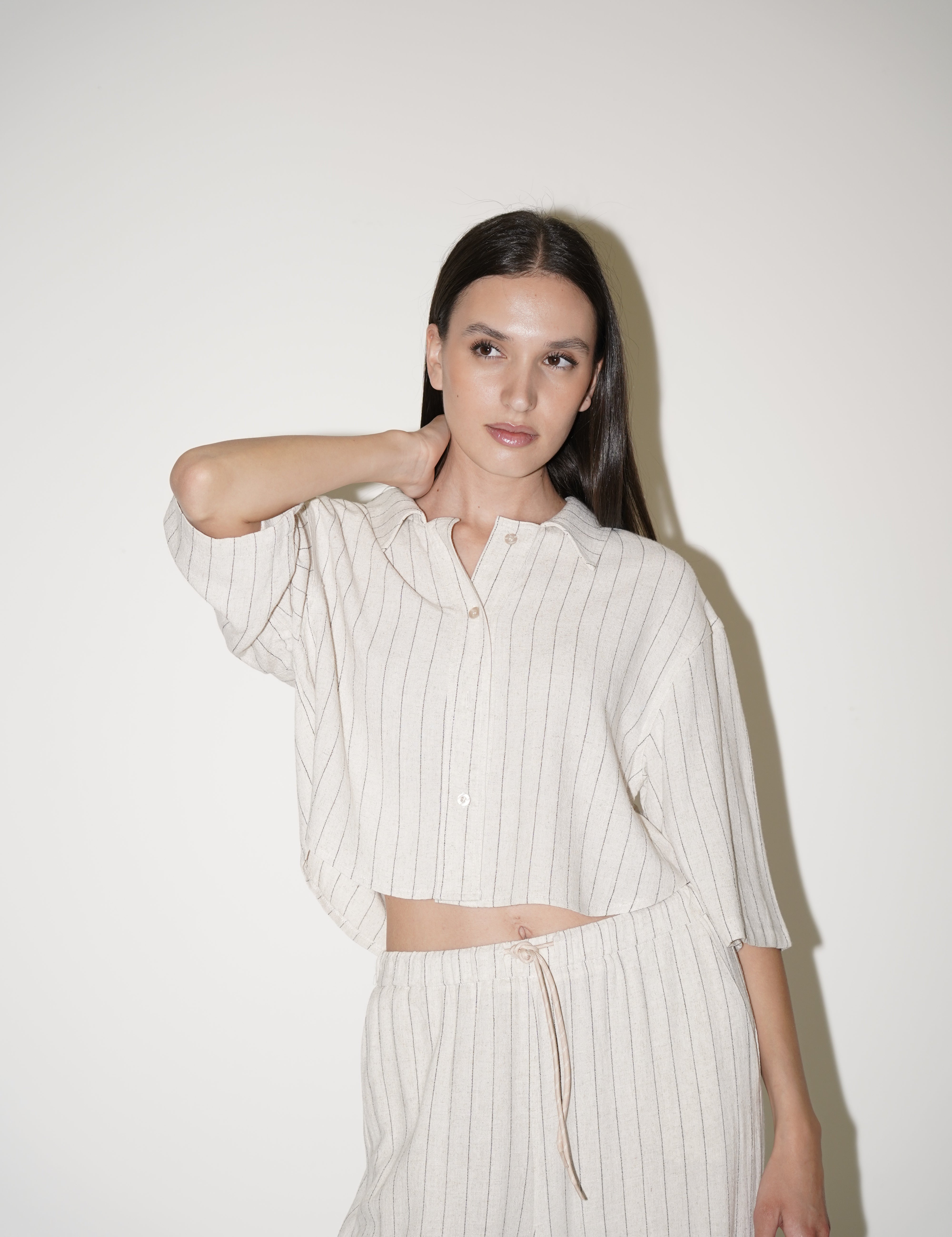 Camicia crop gessata