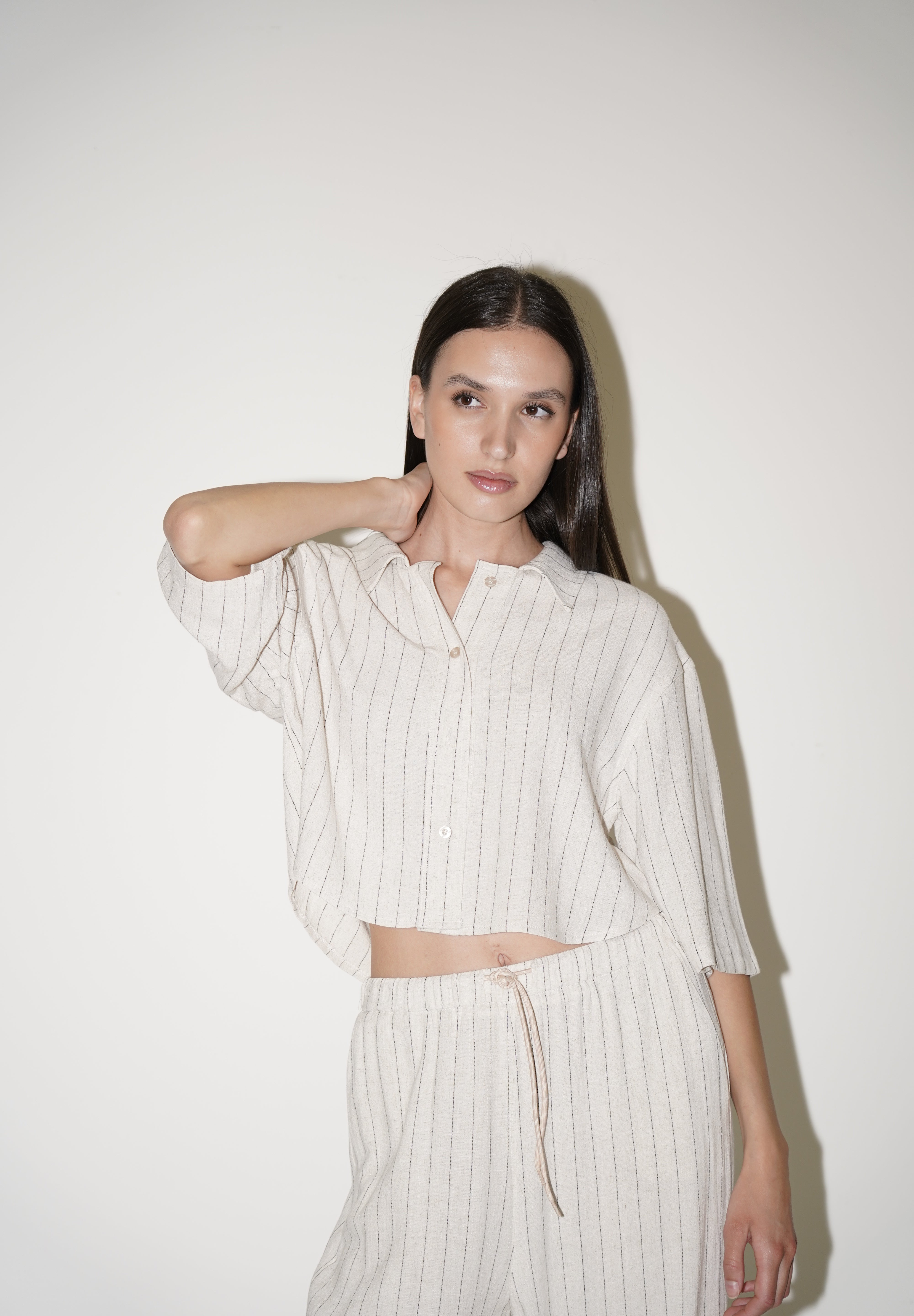 Camicia crop gessata