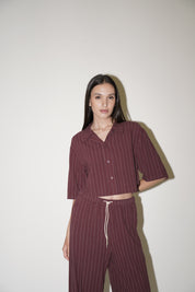 Camicia crop gessata