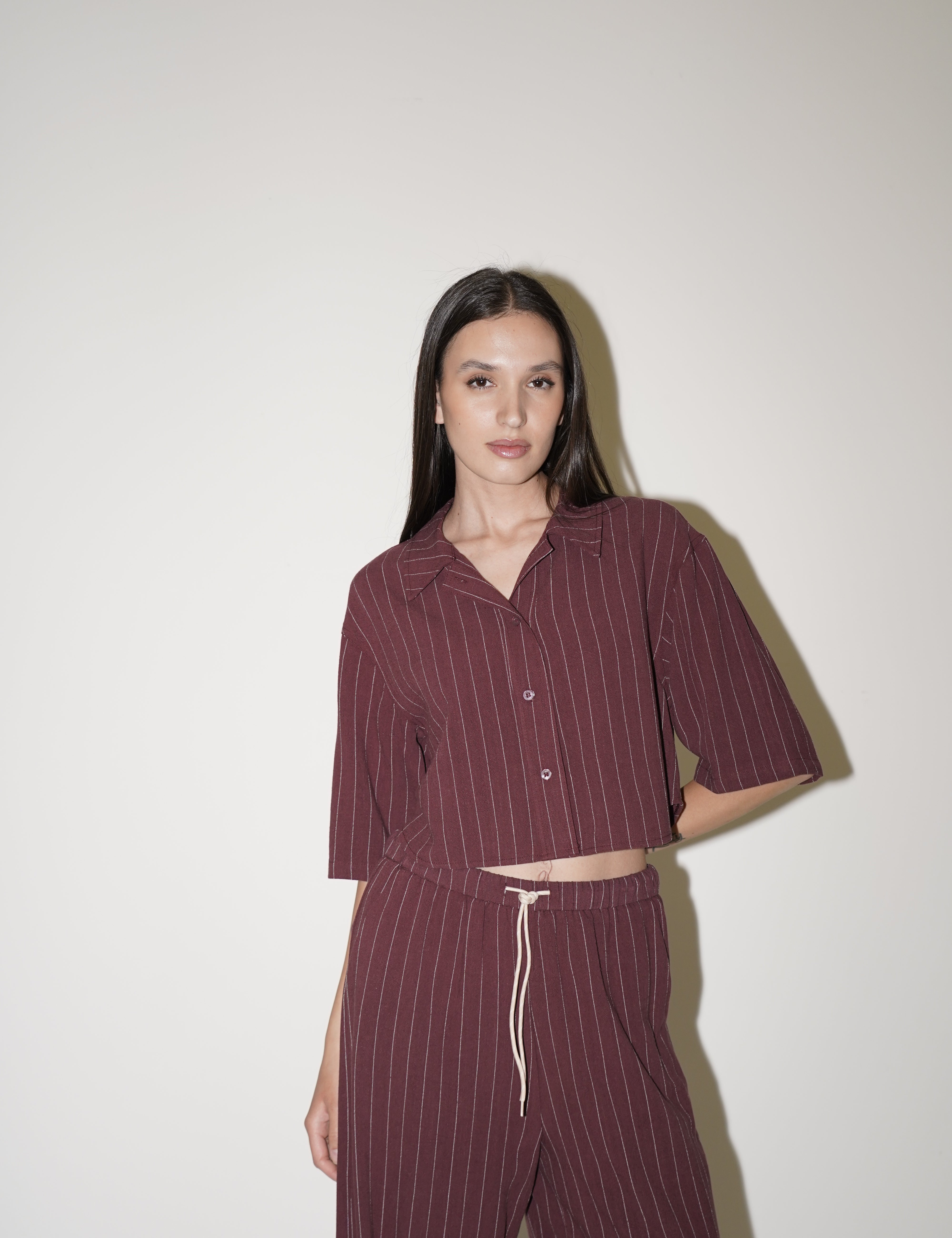 Camicia crop gessata