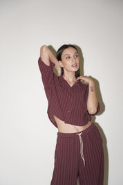Camicia crop gessata