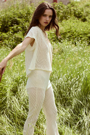 Pantalone a zampa macramè