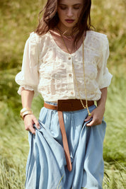 Camicia cotone con ricamo